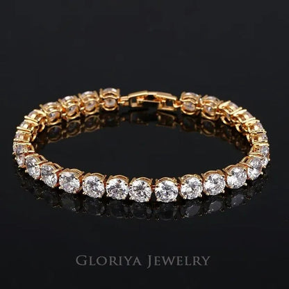 Gloriya Perfect Round Cut 0.5 carat AAA+ CZ Zirconia Silver Plated Classic Ladies Wedding Bracelets Bangles For Women Engagement Gift