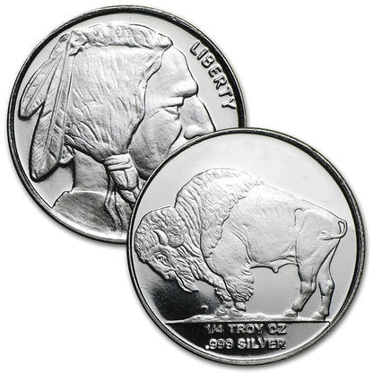 1/4 Oz Buffalo SILVER Round, .999 Pure Masters Coins
