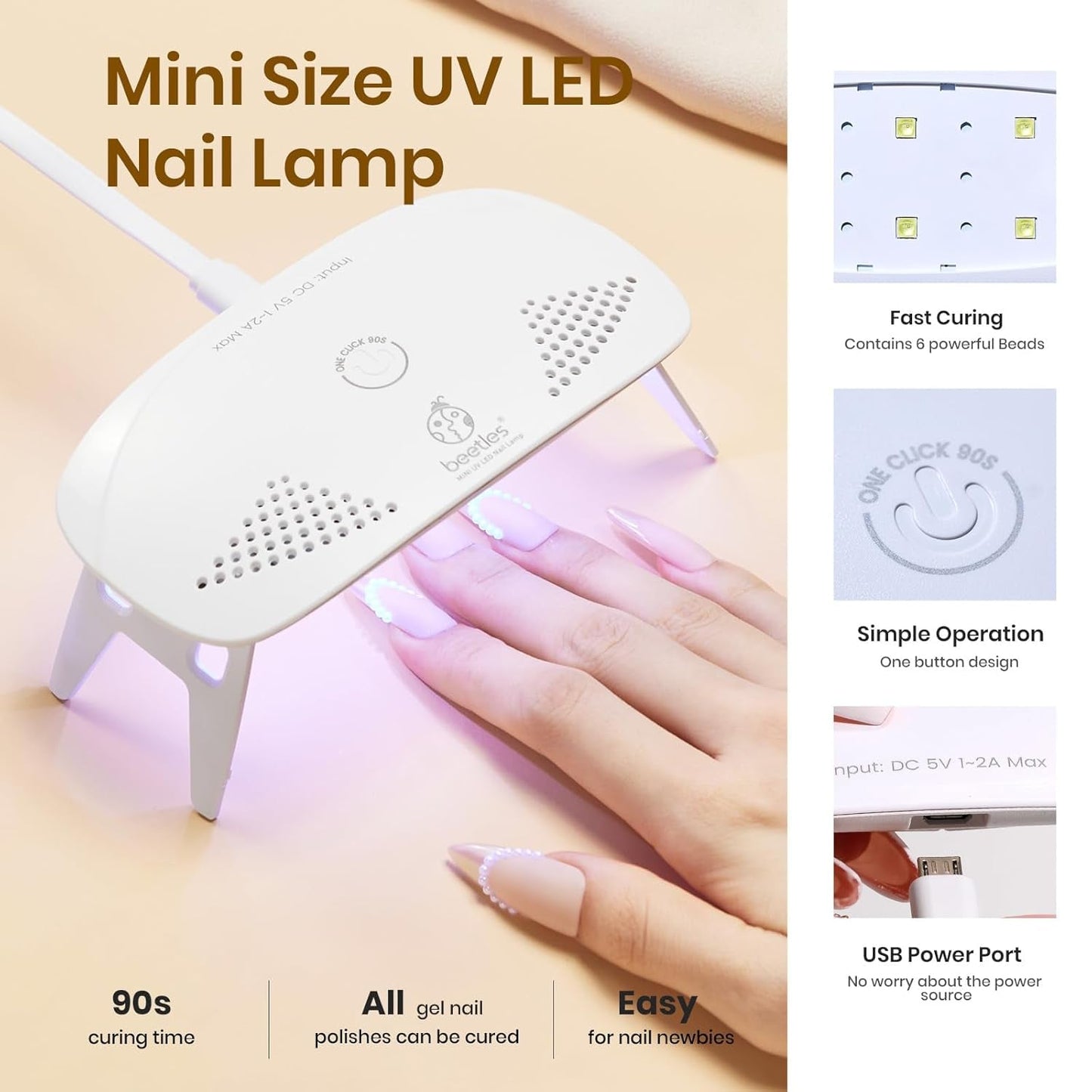 Beetles Nude Gel Nail Polish Kit with UV LED Light & Base Gel Top Coat Starter Kit, Soak off Nude Brown Fall Winter UV Gel Polish Set for DIY Home Manicure Gel Nail Design
