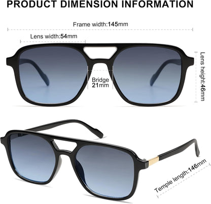 Retro Aviator Sunglasses for Women Men,Trendy Rectangle Womens Mens Shades Sun Glasses SJ2202