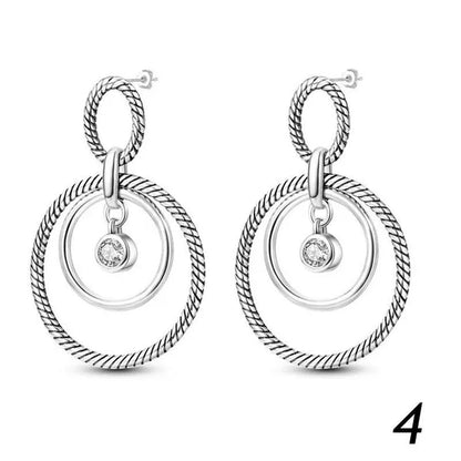 New 925 Sterling Silver Sparkling Two-Tone Zircon Stud Earrings European Fashion Women'S Jewelry Earrings