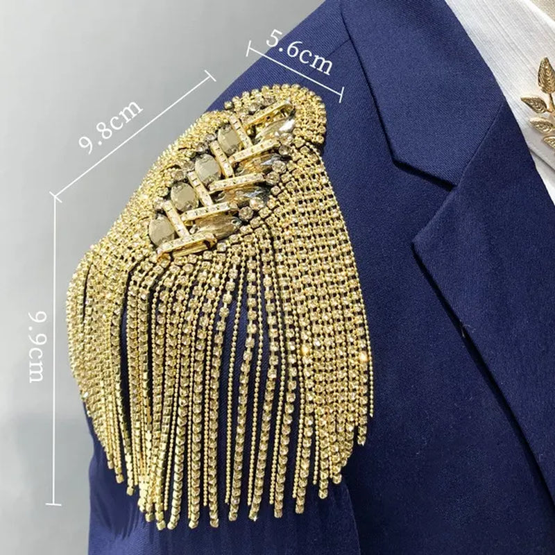 2 Color Handmade Shoulder Jewelry Tassel Rhinestones Epaulettes Clothing Accessories Brooch Epaulet Shoulder Brooches - WORLD TIME VISITS