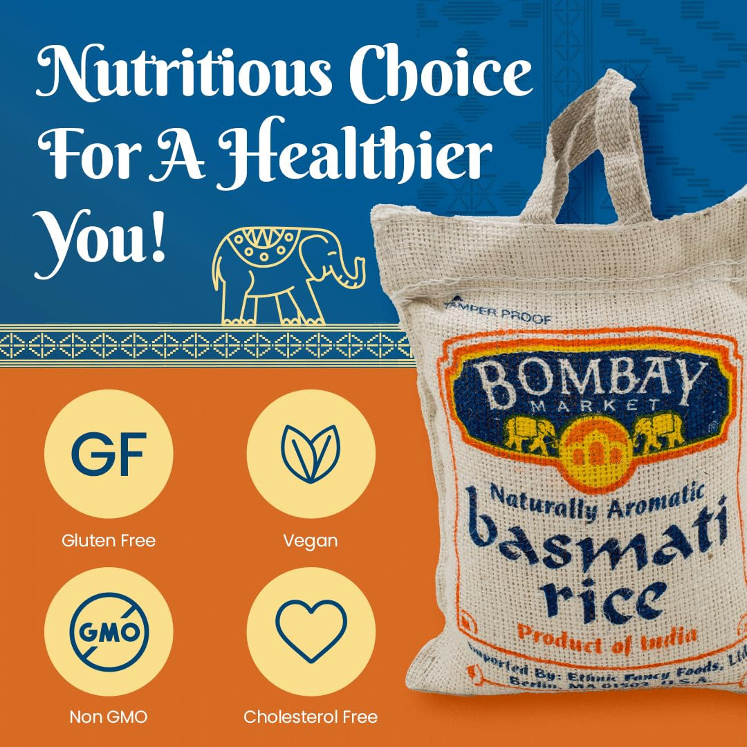 White Basmati Rice - Aromatic & Nutty Flavor Basmati Rice - Long Grain Rice Basmati (4 Pound Bag) - WORLD TIME VISITS