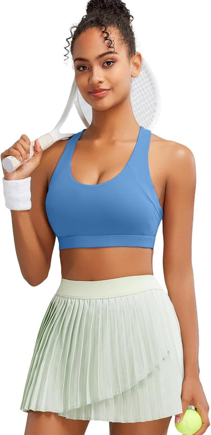 Sports Bra for Women, Medium-High Support Criss-Cross Back Strappy Padded Sports Bras Supportive Workout Tops