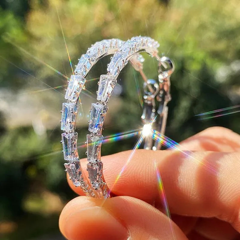 Fashion Women Hoop Earrings Micro Insert Zircon Diamond Earings Girl Banquet Party Big Circle Earrings Jewelry