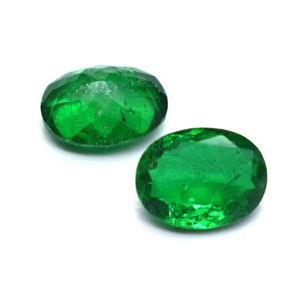 NATURAL GREEN EMERALD OVAL CUT FACETED ZAMBIAN LOOSE GEMSTONES EGG