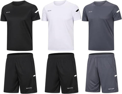Men'S Workout Clothes Athletic Shorts Shirt Set 3 Pack Basketball Football Training Running Gym Christmas Gifts - WORLD TIME VISITS