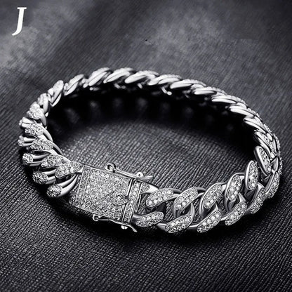 Men's Bracelet Hip Hop Fashion Bracelet Gold/Silver Bracelet Byzantine Chain Cuban Bracelet Festive Birthday Gift 1 Piece (8inch)