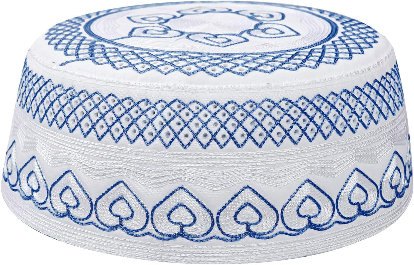 Muslim Prayer Kufi Hat for Men Boys Islamic Beanie Skull Cap Prayer Headwear Embroidery Kofia Topi Sun Hat Ramadan Eid Gift - WORLD TIME VISITS