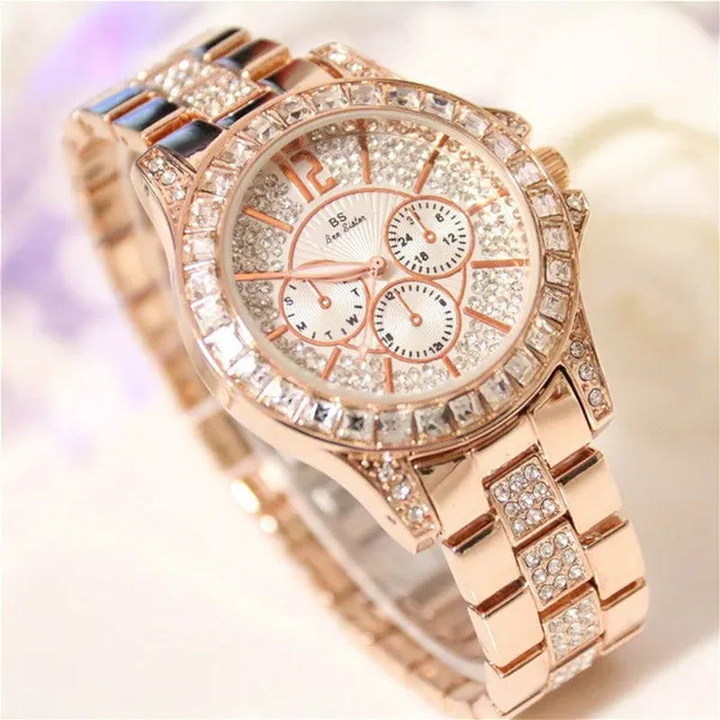 New Arrival Famous Brand Bling Watch Women Luxury Austrian Crystals Watch Rose Gold Shinning Diomand Rhinestone fashion Bracelet