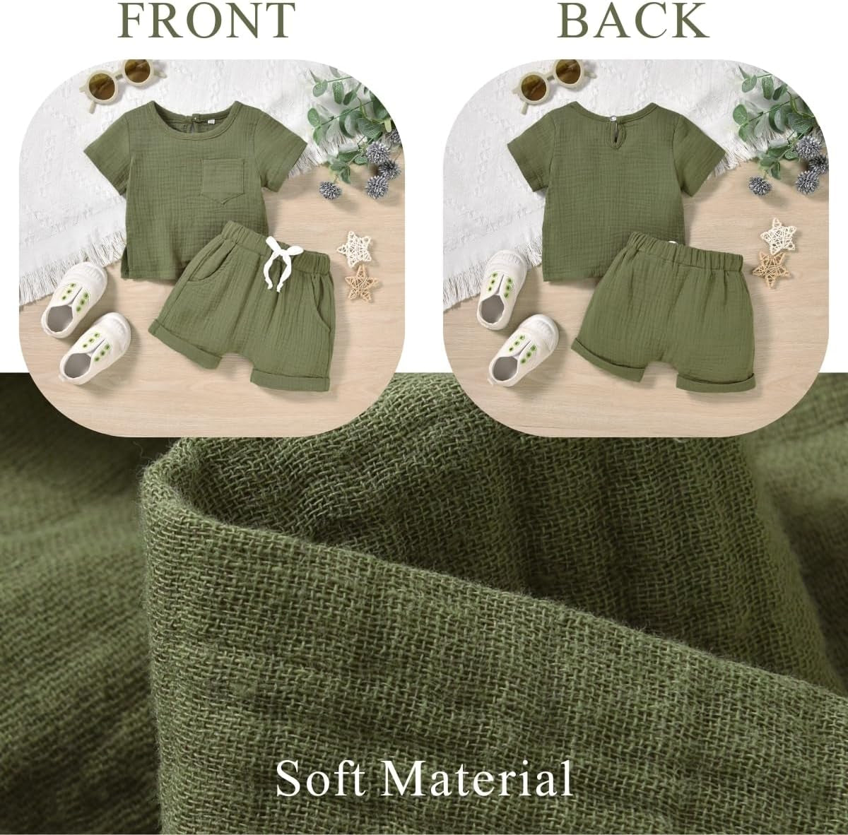 Gender Neutral Baby Linen Summer Outfit