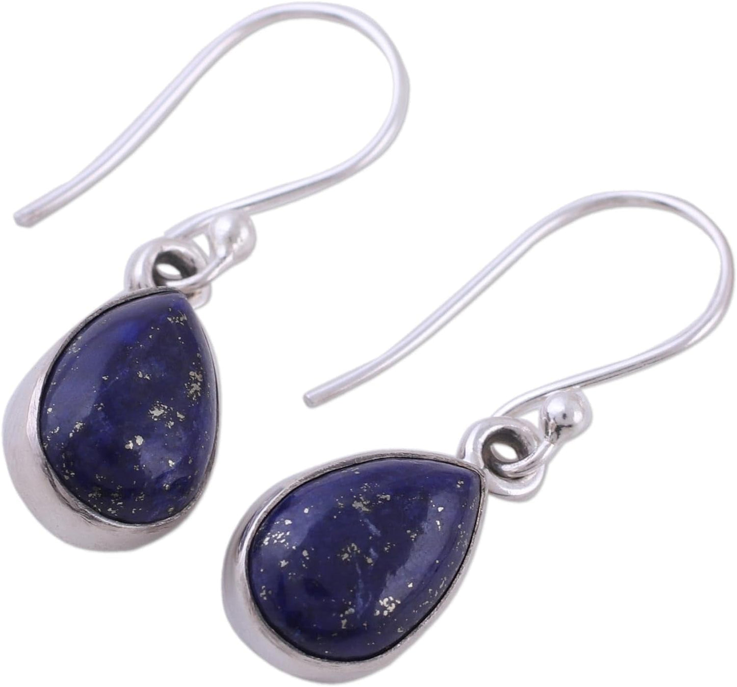 Artisan Handcrafted Lapis Lazuli Dangle Earrings | .925 Sterling Silver Hook Earrings | Handmade Dangle Earring | Jewelry Dangle Earring | Artisan Earrings | Blue Birthstone Themed Earrings