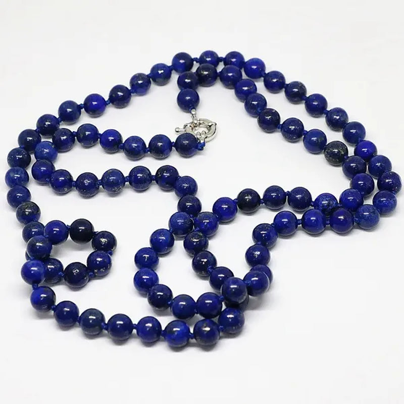 Natural Egyptian blue lapis lazuli jasper long chain necklace round beads 6,8,10mm fashoin elegant jewelry 36inch