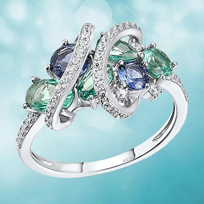 Trendy Luxury Creative Ladies Stone Ring Sparkling Twisted Zircon Ring Bridal Wedding Engagement Ring Mother's Day Birthday Party Anniversary Gift High Jewelry Anillo De Compromiso