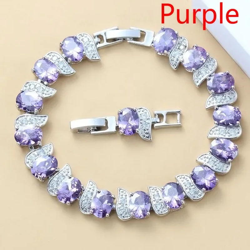 925 Silver Bracelet Multi-Color Zircon Bracelet Health Fashion Jewelry for Women 12 Colors Gemstone