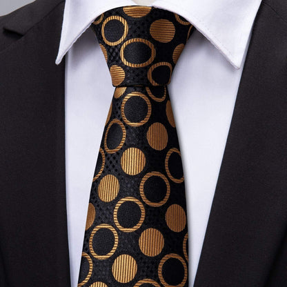 Men'S Tie Set Polka Dot Handkerchief Cufflinks Plaid Fashion Neckties Wedding Business
