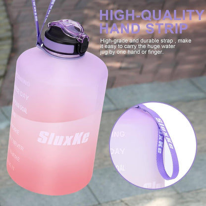 1 Gallon Motivational Sports Water Bottle with Time Marker, BPA Free 128Oz Leak Proof Jug, Black, Plastic, 128 Ounces, Fitness, Sports, Outdoor Activities