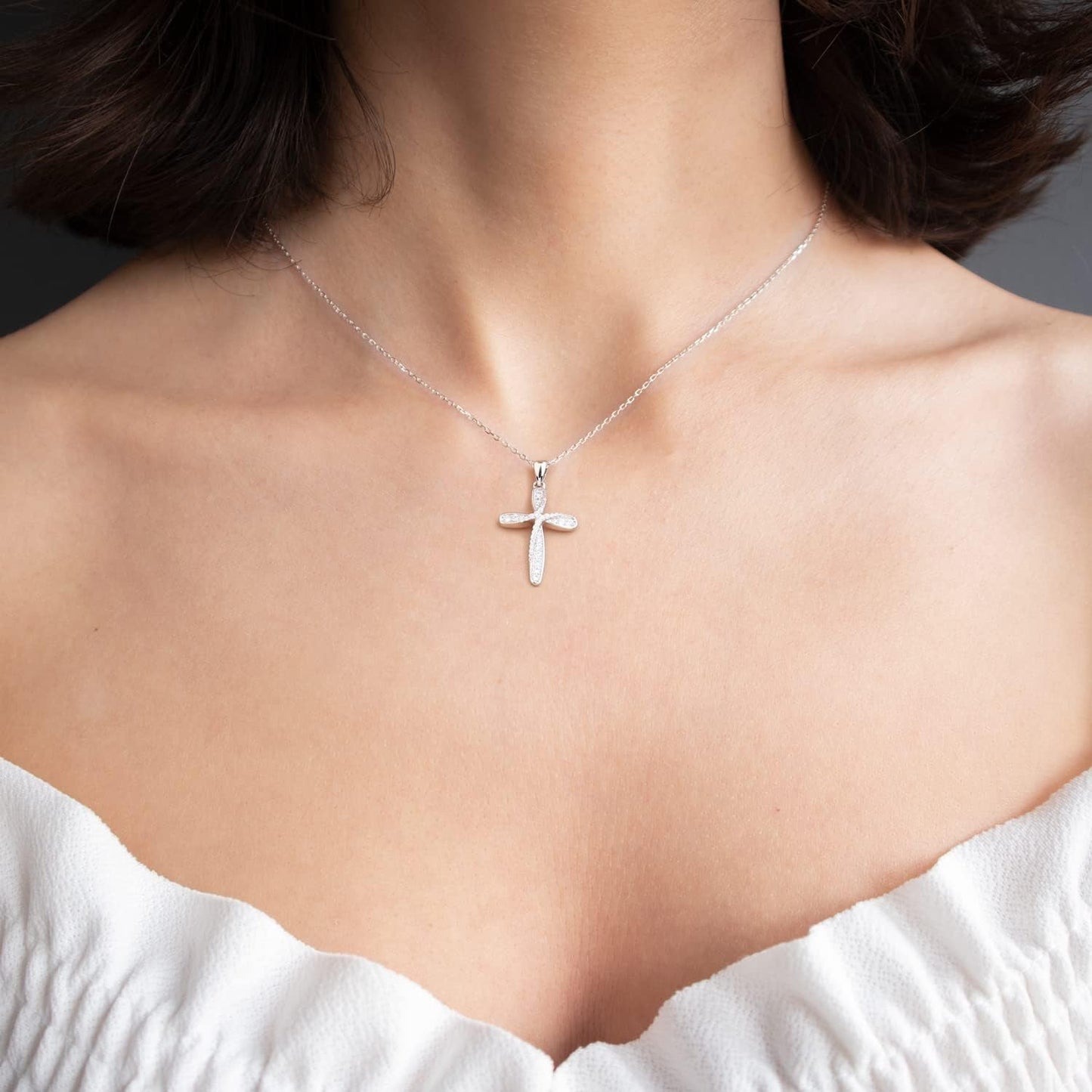 Necklaces for Women 925 Sterling Silver Heart Necklaces -  Infinity Love Platinum Plated Diamond Pendant 18", Silver, Cubic Zirconia