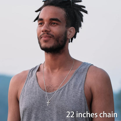 Black Gold Silver Cross Necklace for Boys Stainless Steel Mens Cross Pendant Chain Necklace for Men Women Religious Jewelry Gifts for Boys Girls Chain 16-24 Inches - WORLD TIME VISITS
