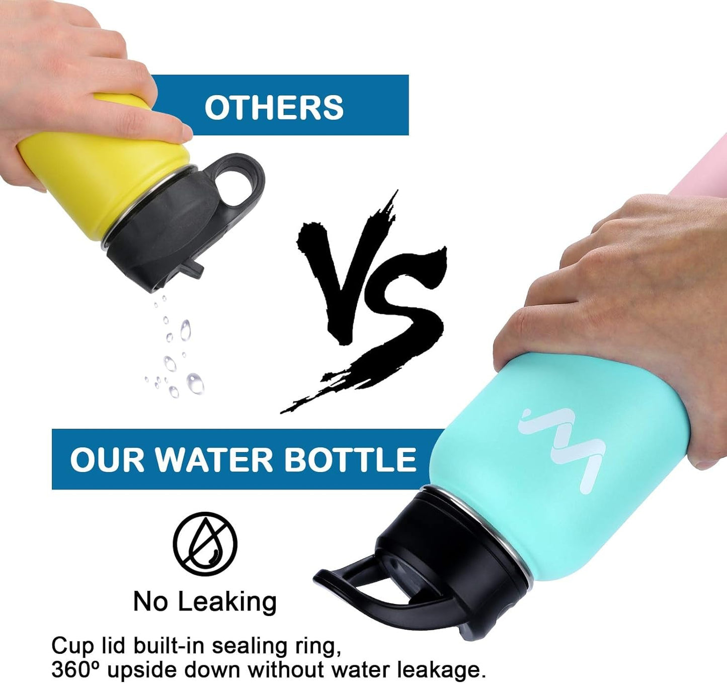 Insulated Water Bottle with Paracord Handles & Strap & Straw Lid & Spout Lid,Reusable Wide Mouth Vacuum Stainless Steel Water Bottle for Adults 24 Oz, 32 Oz, 40 Oz