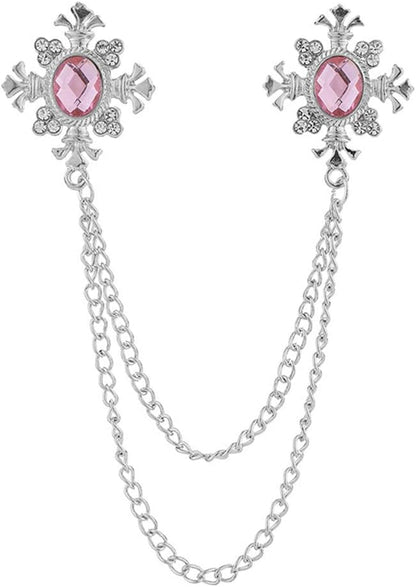 2 Pcs Men'S and Women'S Shirt Collar Tassel Rhinestone Accessories Diamond Crossing Collar Chain Fashion Versatile Suit Brooch(Multi -Color Optional)