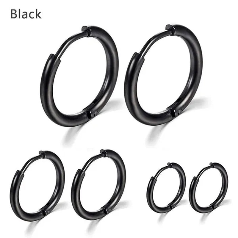 8Mm to 25Mm Unisex Stainless Steel Hoop Earring，Stainless Steel Ear Hoops Punk Style Ear Cartilage Hoop Earrings for Men and Women