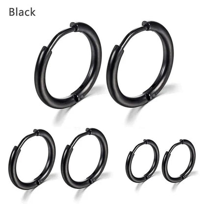 8Mm to 25Mm Unisex Stainless Steel Hoop Earring，Stainless Steel Ear Hoops Punk Style Ear Cartilage Hoop Earrings for Men and Women