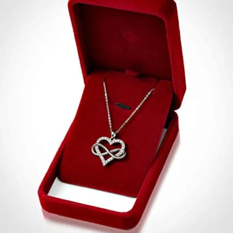 Bridal Romantic Wedding Necklace Cubic Zirconia Infinity Heart Necklace for Women Valentine's Day Gift