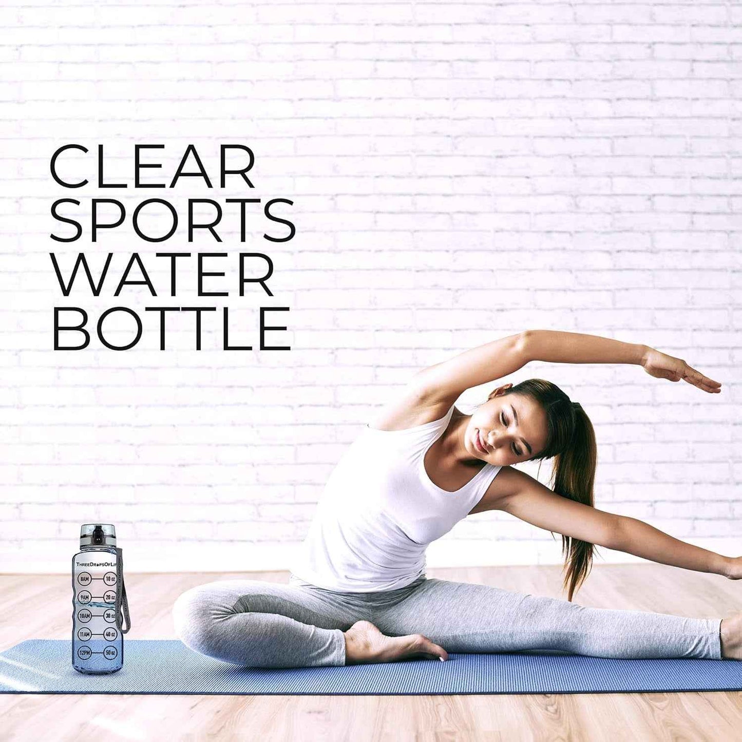 50Oz Sport Water Bottle - Best for High Capacity Hydration - Clear Tritan Plastic, BPA Free, Flip Top, Leak Proof Lid, Re-Design Lid, New Strainer, Strong Reusable 50 Oz Clear Sports Water Bottle