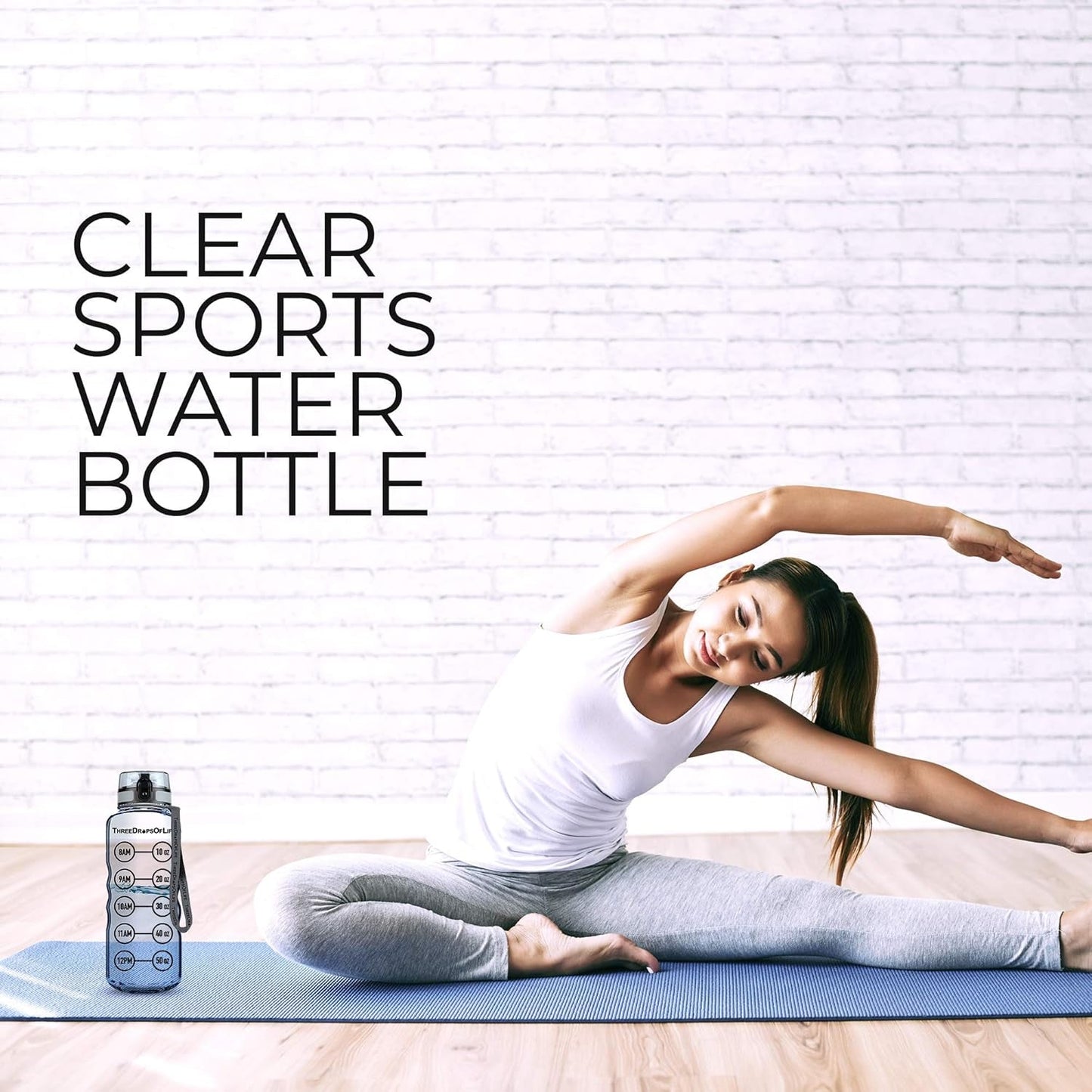 50Oz Sport Water Bottle - Best for High Capacity Hydration - Clear Tritan Plastic, BPA Free, Flip Top, Leak Proof Lid, Re-Design Lid, New Strainer, Strong Reusable 50 Oz Clear Sports Water Bottle