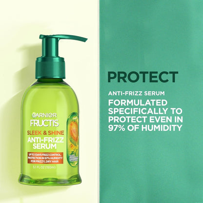 Fructis Sleek & Shine Anti-Frizz Serum for Frizzy, Dry Hair, Argan Oil, 5.1 Fl Oz, 1 Count (Packaging May Vary)