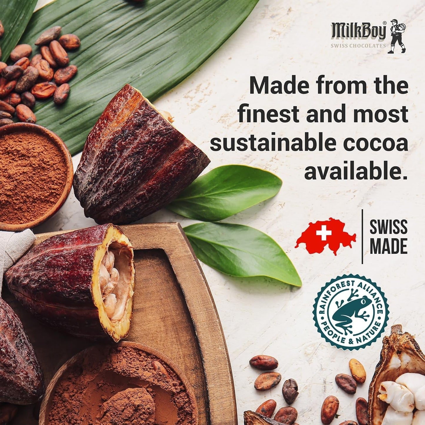 Milkboy Swiss Chocolate Bars - Premium Swiss Alpine Milk Chocolate - Smooth European Milk Chocolates Gift - Sustainably Farmed Cocoa - Gluten Free - 3 Oz, Pack 2