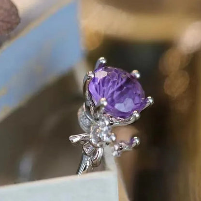 Natural Amethyst Fireworks Cut Loose Gemstone 8MM High-quality Ring Face Necklace Jewelry DIY Making Loose Diamond Purple Gemstone