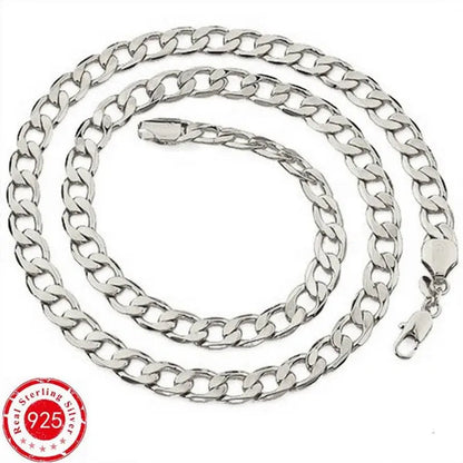 Wholesale 925 Sterling Silver Fashion Jewelry Sets 4MM/6MM/8MM Curb Link Chain Necklace Bracelet for Women and Men Fashion Wedding Party Engagement Jewelry Gift-Genuine Sterling Silver