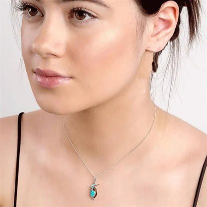 Fashion Exquisite White Turquoise Gemstone Bird Chain Necklaces for Women Personality Birthday Anniversary Gift Wedding Engagement Party Banquet Pendant Necklace