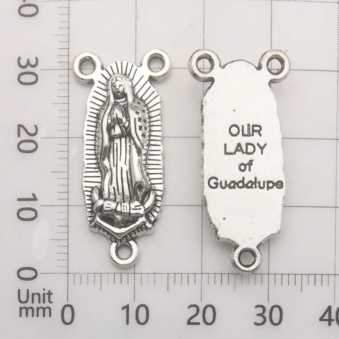 100G (60Pcs) Antique Silver Cross Jesus Maria Our Lady Miraculous Centerpiece Crucifix Medal Charms Pendants for Crafting, Jewelry Findings Making Accessory for DIY Rosary Necklace Bracelet (M154)