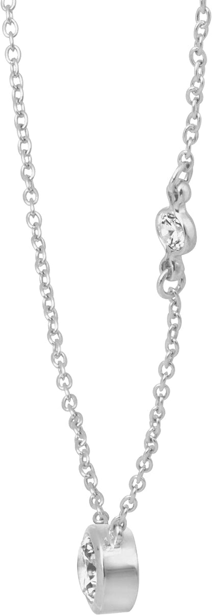 'Marvel' Cubic Zirconia Necklace in Sterling Silver, 16" + 2"
