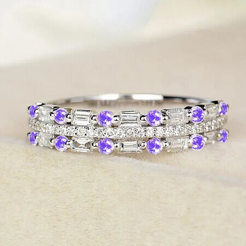 Silver Natural Gemstones Ring White Sapphire Wedding Birthstone Bride Engagement Square Brand Crown Cross Ring Jewelry Size 6 7 8 9 10