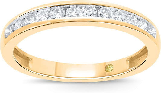Lab Grown Diamond Wedding Rings for Women | 10K Yellow, White and Rose Gold Certified 1/6-1/2 Carat Channel Set Diamond Anniversary Bands and Wedding Bands for Her - WORLD TIME VISITS