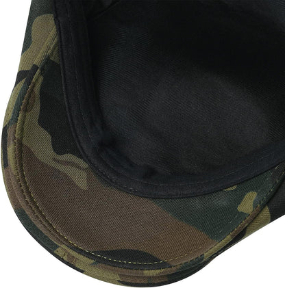 Men Newsboy Cap Cotton Flat Ivy Gatsby Driving Hat (Green Camouflage)