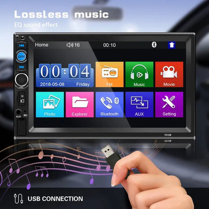 NEW Upgrade 2Din 7" HD Autoradio Bluetooth Car MP5 Player Car Radio Build-In FM AUX USB SD Function Support Mirror Link + Backup Camera(Optional)