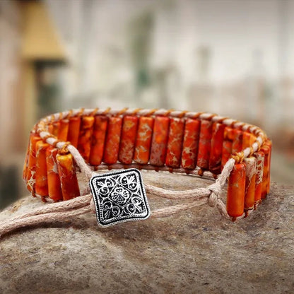 Bohemian Bracelet Tube Natural Emperor Stone Beaded Leather Wrap Chakra Bangles&Bracelets Couples Jewelry the Best Friend Gifts