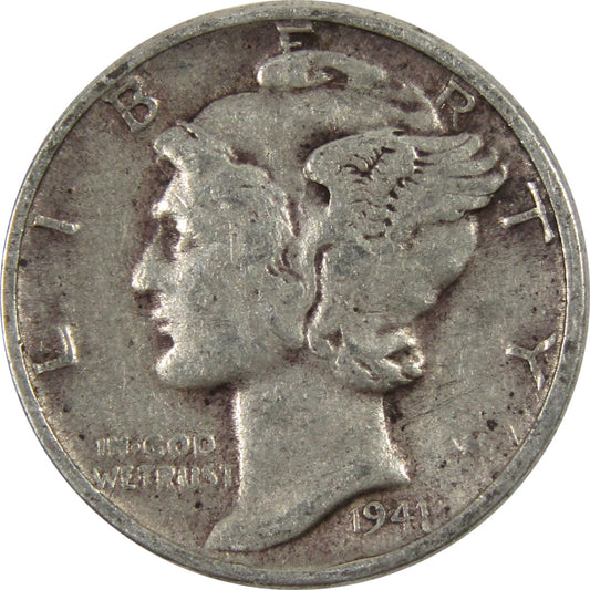 1941 Mercury Dime AG about Good 90% Silver 10C Coin Master Coins - WORLD TIME VISITS