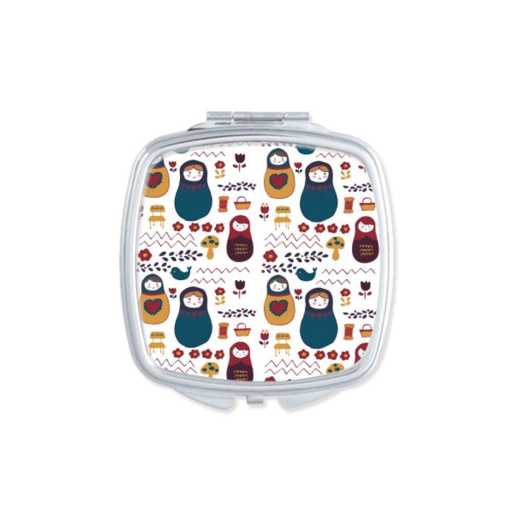 Russia Dolls Flower Poster Russian Matryoshka Mirror Portable Compact Pocket Makeup Double Sided Glass - WORLD TIME VISITS
