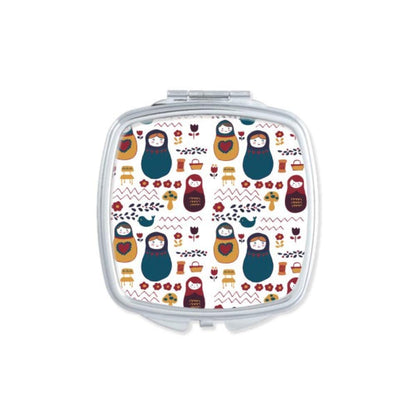 Russia Dolls Flower Poster Russian Matryoshka Mirror Portable Compact Pocket Makeup Double Sided Glass - WORLD TIME VISITS