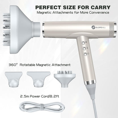 Professional Hair Dryer with Diffuser, Ionic Hair Dryer,Lightweight Compact Powerful & Fast Salon Blow Dryer with High Speed Brushless Motor, Travel Hair Dryer, Women & Men (Ceramic, Stone)