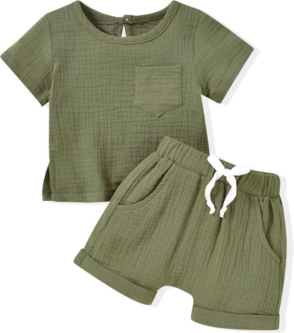 Gender Neutral Baby Linen Summer Outfit