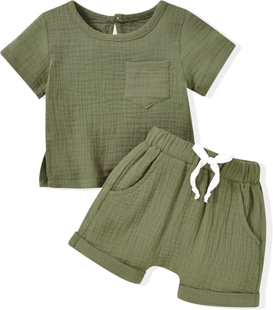 Gender Neutral Baby Linen Summer Outfit