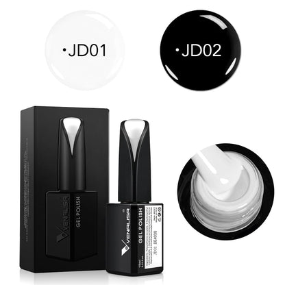 VENALISA 2Pcs 15Ml Black White Gel Nail Polish Kit, Nail Gel Polish Set Soak off UV LED Nail Art Starter Manicure Salon DIY at Home