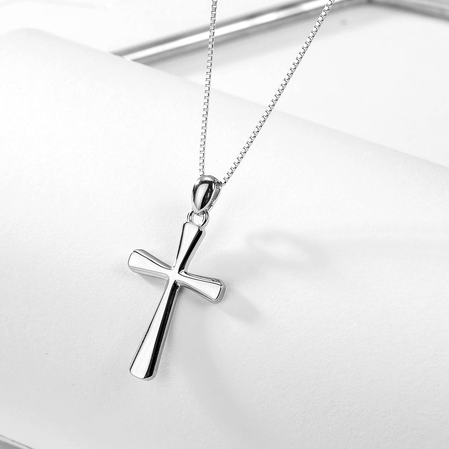 Sterling Silver Cross Necklace for Women 925 Sterling Silver Simple Classic Cross Pendant Necklace Handmade Crosses Religious Jewelry